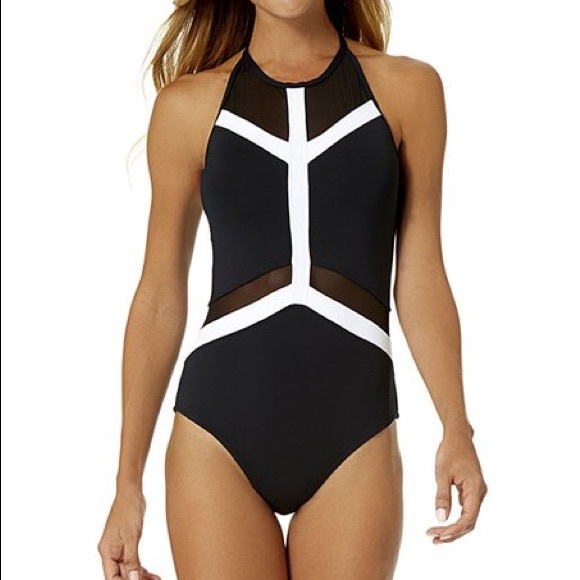 NWT Anne Cole mesh high neck one piece, Sz. 10 - Picture 3 of 4